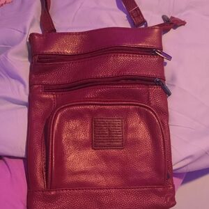 Elegant Red Leather Crossbody Bag